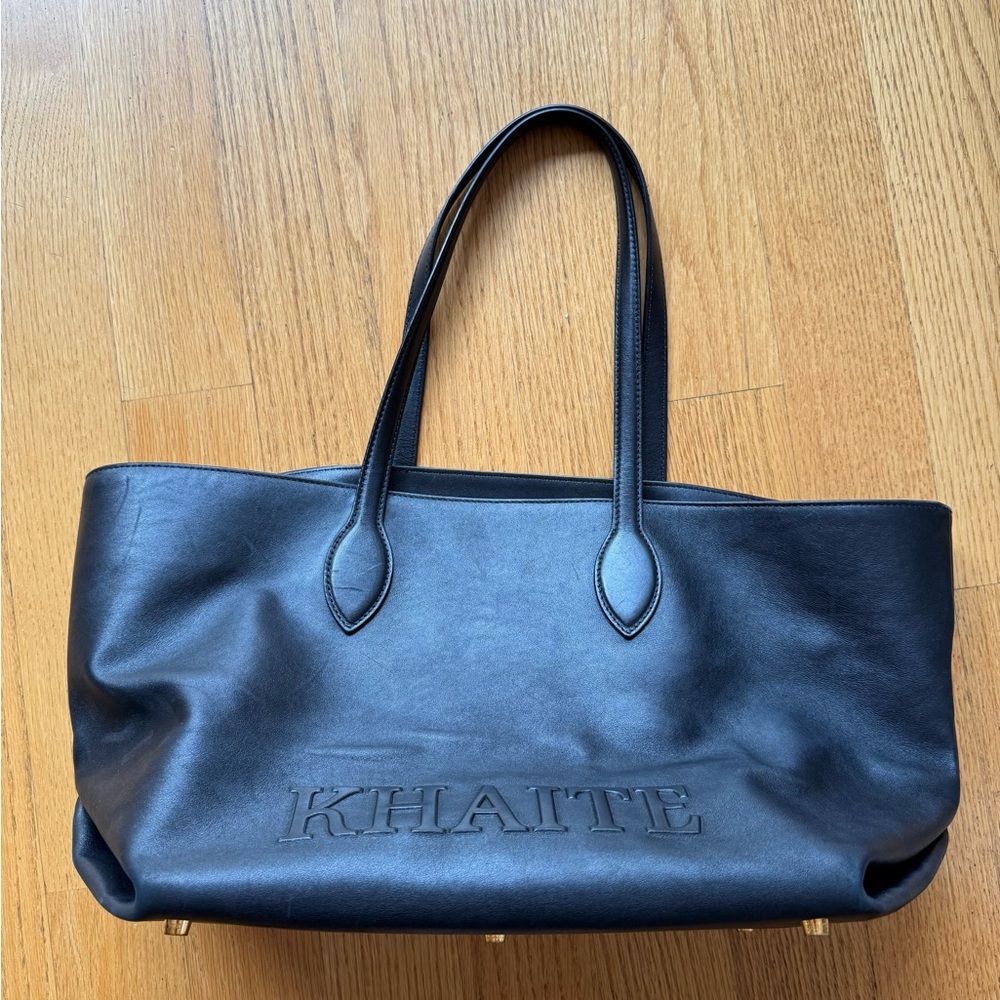 KHAITE Black Leather Tote